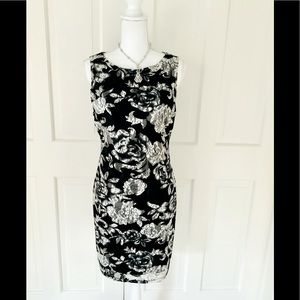 Alice + Olivia black white floral dress M